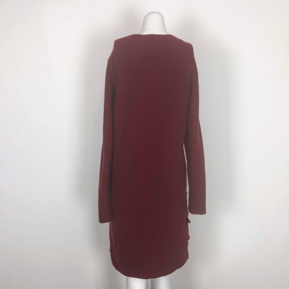 Lucky Brand Lace-Up Sweater Dress Long Slv Red - Picture 7 of 8